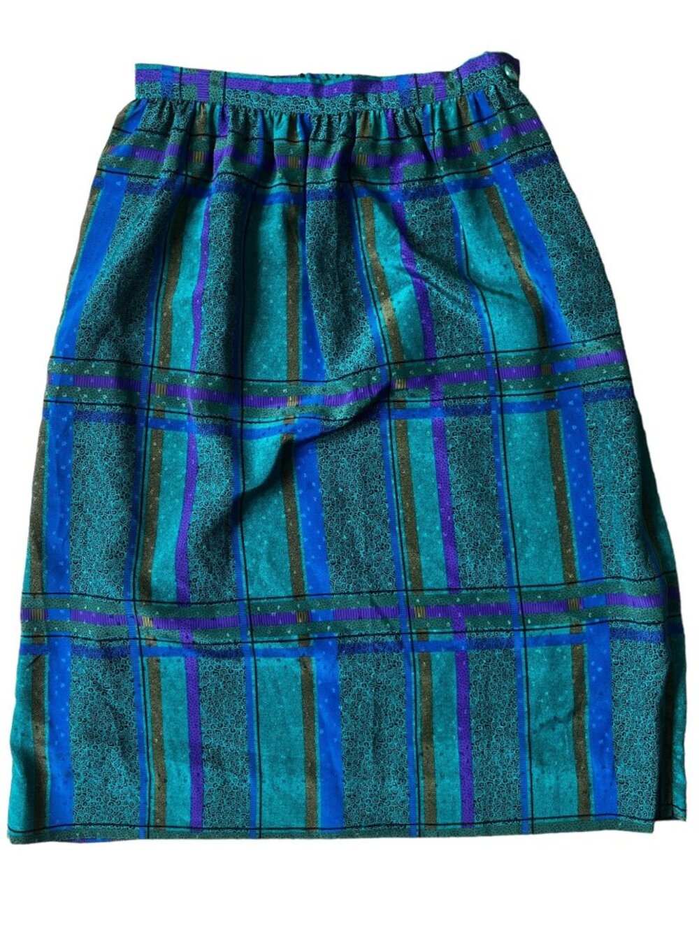VTG 80-90s Midi Skirt Womens 8 Jewel Toned Purple Plaid Whimsigoth Artsy Quirky